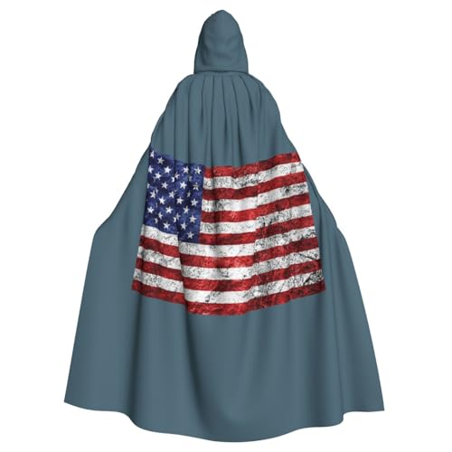 JBYJBX Umhang mit amerikanischer Flagge, Motiv: Unabhängigkeit, 4. Juli, Halloween, Cosplay, Mittelalter-Festivals, Unisex, volle Länge, Umhang mit Hut und Kapuze von JBYJBX