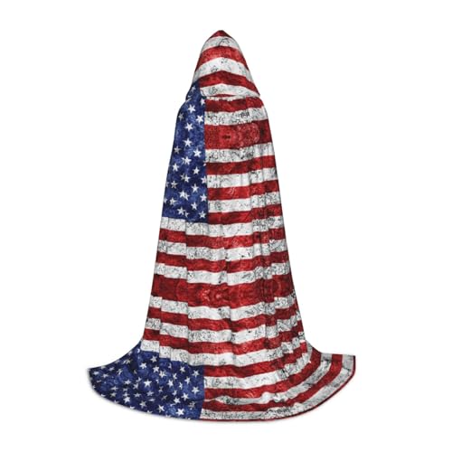JBYJBX Umhang mit amerikanischer Flagge, Motiv: Unabhängigkeit, 4. Juli, Unisex, Kapuzenumhang, Halloween, Cosplay, Kostüm, Weihnachten, Karneval, Party, Umhang von JBYJBX