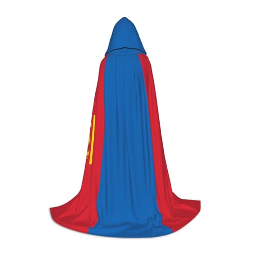 JBYJBX Umhang mit mongolischer Flagge, Unisex, mit Kapuze, Halloween, Cosplay, Kostüm, Weihnachten, Karneval, Party, Umhang von JBYJBX