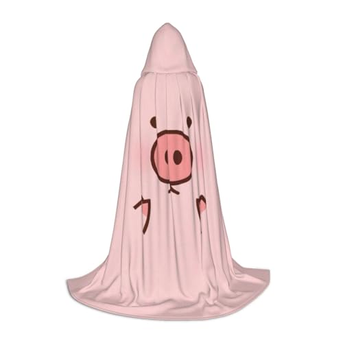 JBYJBX Umhang mit niedlichem Schweine-Druck, Unisex, mit Kapuze, Halloween, Cosplay, Kostüm, Weihnachten, Karneval, Party, Umhang von JBYJBX