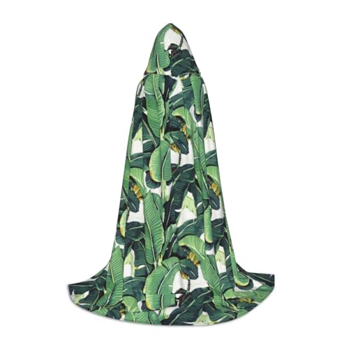 JBYJBX Umhang mit tropischen Bananenpalmenblättern, Unisex, Kapuzenumhang, Halloween, Cosplay, Kostüm, Weihnachten, Karneval, Party, Umhang von JBYJBX