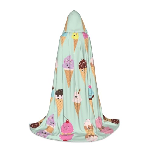 JBYJBX Unisex Kapuzenumhang mit Eistüten bedruckt, Halloween, Cosplay, Kostüm, Weihnachten, Karneval, Party, Umhang von JBYJBX