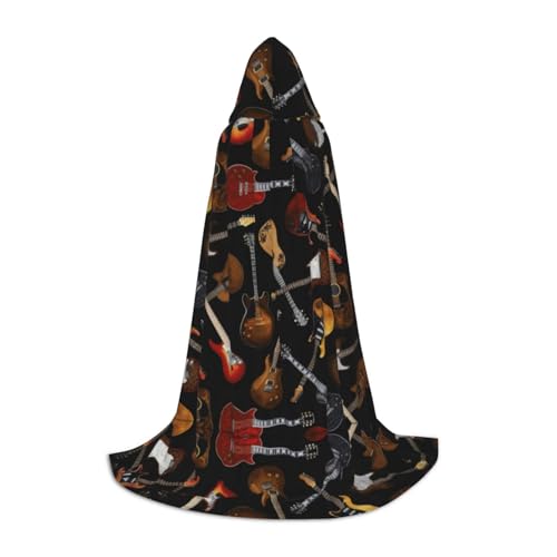 JBYJBX Unisex Kapuzenumhang mit Gitarren-Aufdruck, Halloween, Cosplay, Kostüm, Weihnachten, Karneval, Party, Umhang von JBYJBX
