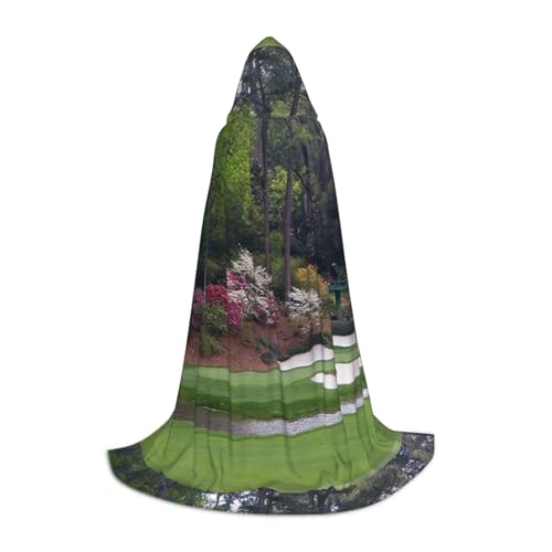 JBYJBX Unisex Kapuzenumhang mit Golfplatz-Druck, Halloween, Cosplay, Kostüm, Weihnachten, Karneval, Party, Umhang von JBYJBX