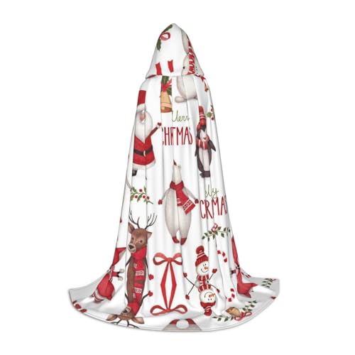 JBYJBX Weihnachtsmann-Druck, Unisex, Kapuzenumhang, Halloween, Cosplay, Kostüm, Weihnachten, Karneval, Party, Umhang von JBYJBX