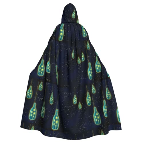 JBYJBX Wunderschöner Umhang mit Aufschrift "Bottle Of Under The Night Sky" für Halloween, Cosplay, Mittelalter-Festivals, Unisex, volle Länge, mit Hut und Kapuze von JBYJBX
