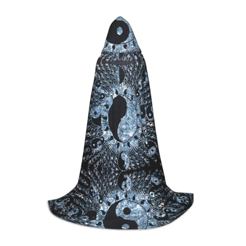 JBYJBX Ying Yang Diagramm Druck Unisex Kapuzenumhang Halloween Cosplay Kostüm Weihnachten Karneval Party Wear Umhang von JBYJBX