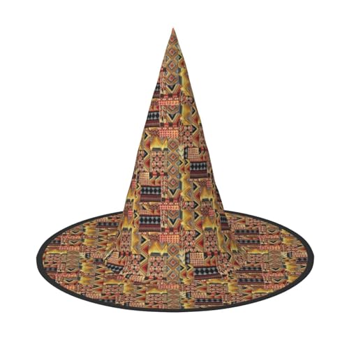 Jbyjbx Afrikanischer Textil-Patchwork-Druck, Karneval, Halloween, Hexenhut, Motto-Partys, Hut, Cosplay, Maskerade, Urlaubsdekoration von JBYJBX