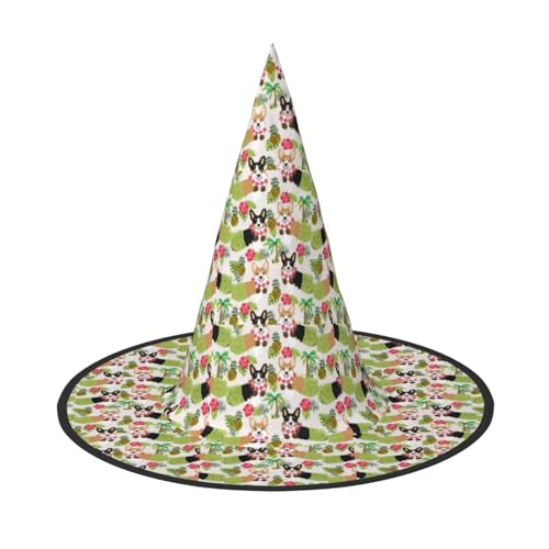 Jbyjbx Corgi Hawaiianischer tropischer Sommer-Ananas-Druck, Karneval, Halloween, Hexenhut, Motto-Partys, Hut, Cosplay, Maskerade, Urlaubsdekoration von JBYJBX