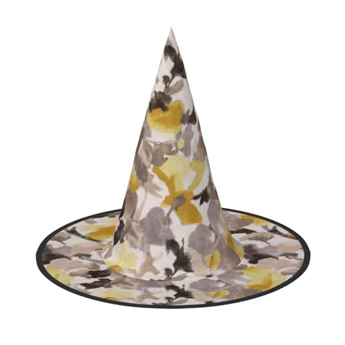 Jbyjbx Gelb-grauer Blumendruck, Karneval, Halloween, Hexenhut, Motto-Partys, Hut, Cosplay, Maskerade, Urlaubsdekoration Jbyjbx Gelb-grauer Blumendruck, Karneval, Halloween, Hexenhut, Motto-Partys, Hut, Cosplay, Maskerade, Urlaubsdekoration von JBYJBX