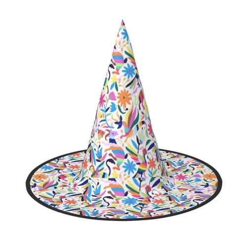 Jbyjbx Mexikanischer Otomi-Tierdruck, Karneval, Halloween, Hexenhut, Motto-Partys, Hut, Cosplay, Maskerade, Urlaubsdekoration von JBYJBX