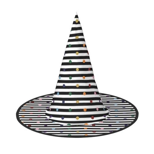 Jbyjbx Regenbogen Polka Dot Streifen Schwarz und Weiß Druck Karneval Halloween Hexenhut Motto-Partys Hut Cosplay Maskerade Urlaub Dekor Jbyjbx Regenbogen Polka Dot Streifen Schwarz und Weiß Druck Karneval Halloween Hexenhut Motto-Partys Hut Cosplay Maskerade Urlaub Dekor von JBYJBX