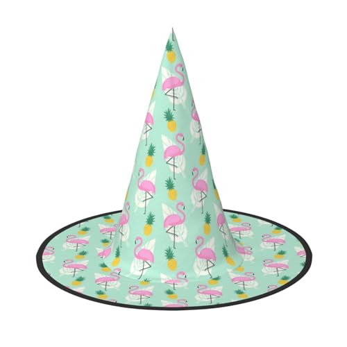 Jbyjbx Roter Flamingo-Ananas-Druck, Karneval, Halloween, Hexenhut, Motto-Partys, Hut, Cosplay, Maskerade, Urlaubsdekoration von JBYJBX
