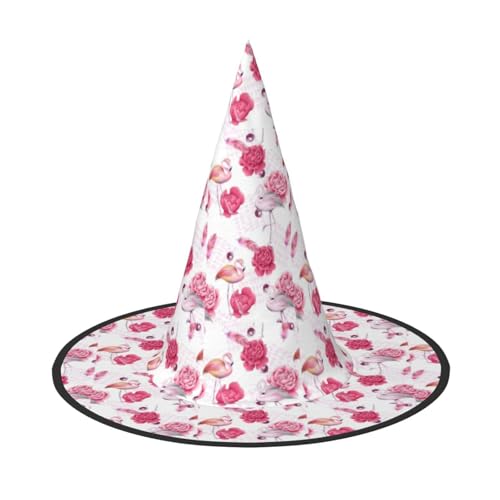 Jbyjbx Roter Flamingo-Druck, Karneval, Halloween, Hexenhut, Motto-Partys, Hut, Cosplay, Maskerade, Urlaubsdekoration von JBYJBX