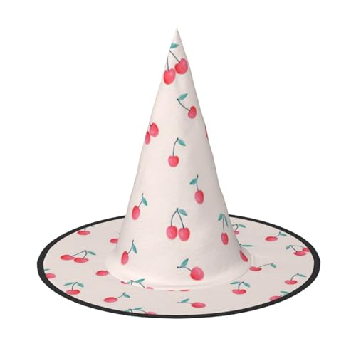 Jbyjbx Schöner süßer roter Kirsch-Druck, Karneval, Halloween, Hexenhut, Motto-Partys, Hut, Cosplay, Maskerade, Urlaubsdekoration Jbyjbx Schöner süßer roter Kirsch-Druck, Karneval, Halloween, Hexenhut, Motto-Partys, Hut, Cosplay, Maskerade, Urlaubsdekoration von JBYJBX
