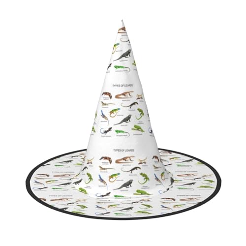 Jbyjbx Verschiedene Arten von Eidechsenaufdruck, Karneval, Halloween, Hexenhut, Motto-Partys, Hut, Cosplay, Maskerade, Urlaubsdekoration von JBYJBX