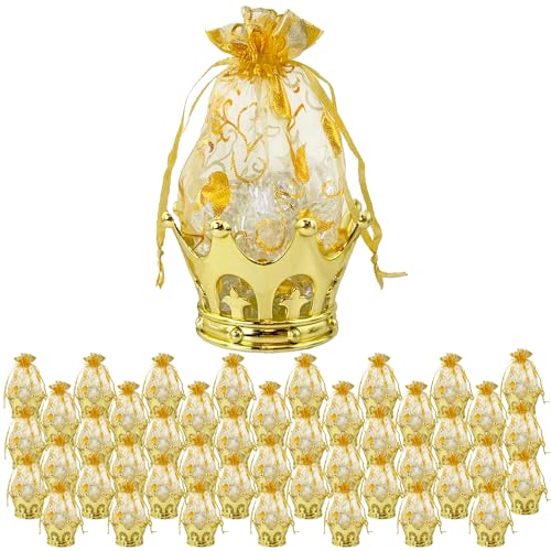 JC HUMMINGBIRD 48 Stück befüllbare Goldkronen mit Beutel, Partygeschenke (Gold) von JC HUMMINGBIRD