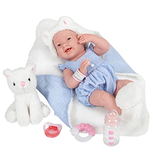 jc toys 18062 Teddybär Puppe, La Newborn Baby Play, Blau/Weiß von jc toys