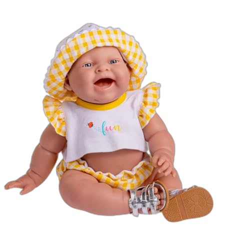 JC Toys - Lola Lemon Twist Puppe, 36 cm, weiches Vinyl, lächelndes Gesicht, sitzende Puppe, Kleidung mit Vichy und Sandalen, Mädchen, 2 Jahre von jc toys