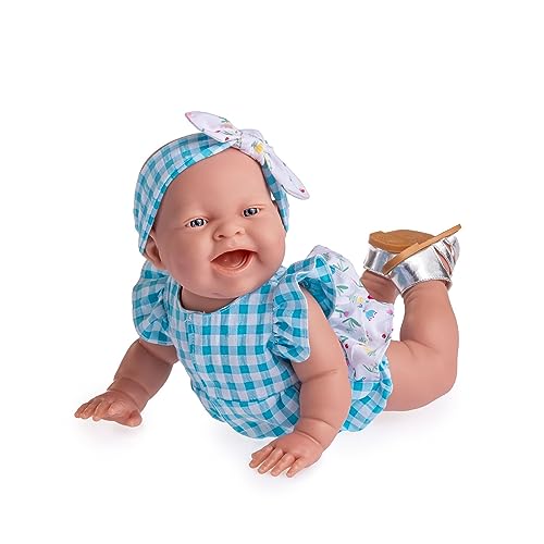 JC Toys - Lola On The Go Puppe, 36 cm, weiches Vinyl, lächelndes Gesicht, Puppe, Vichy und Blumenmuster und Sandalen, Mädchen, 2 Jahre JC Toys - Lola On The Go Puppe, 36 cm, weiches Vinyl, lächelndes Gesicht, Puppe, Vichy und Blumenmuster und Sandalen, Mädchen, 2 Jahre von jc toys