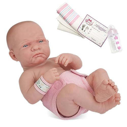 JC Toys 18501 La Newborn Babypuppe Vinyl-Puppe weiß/rosa Outfit und Decke mit Tierfreund und Zubehör. Echtes Mädchen, First Day Real Girl, 35,56 cm JC Toys 18501 La Newborn Babypuppe Vinyl-Puppe weiß/rosa Outfit und Decke mit Tierfreund und Zubehör. Echtes Mädchen, First Day Real Girl, 35,56 cm von JC Toys