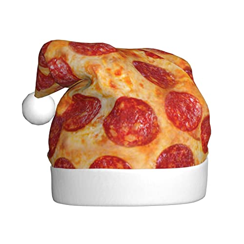 JCAKES 3D Pizza Pepperoni Weihnachtsmütze für Erwachsene, Weihnachtsmannmütze, Urlaubsparty, Kopfbedeckung, normalerweise verwendet für Halloween, Weihnachten, Neujahrskostüm-Zubehör. von JCAKES