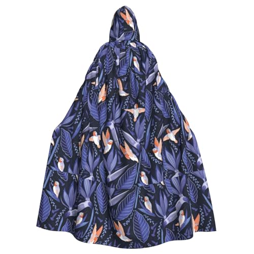 JCAKES Blauer und orangefarbener Vogel-Umhang mit Kapuze für Herren und Damen, Halloween-Kostüme, Robe, Umhang für Erwachsene von JCAKES