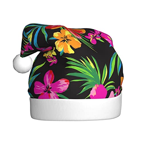 JCAKES Hawaiianische Blumen-Weihnachtsmütze, Weihnachtsmannmütze für Erwachsene, Partyhut, verwendet für Weihnachtsverkleidungen, um die festliche Stimmung zu schaffen. von JCAKES