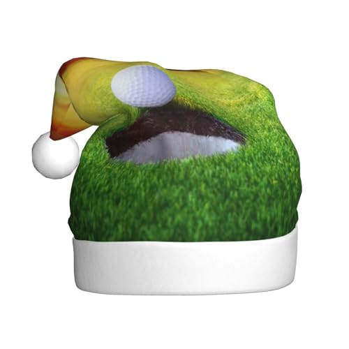 JCAKES Sport Golfball Sonnenuntergang Baum Erwachsene Weihnachtsmütze, Weihnachtsmannmütze, Urlaubsparty, Kopfbedeckung, in der Regel für Halloween, Weihnachten, Neujahrs-Kostüm-Zubehör verwendet. von JCAKES