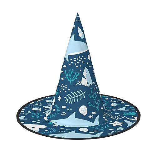 JCAKES Süßer blauer Fisch-Druck, Halloween-Hut, spitzer Hut, Halloween-Hut von JCAKES