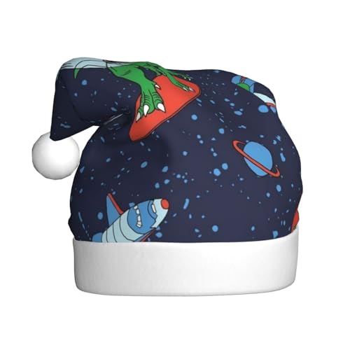 JCAKES Weihnachtshut Weihnachtsmann Hut Erwachsene Plüsch personalisierte Weihnachtshut für Weihnachten Neujahr Feier - lustige Astronaut Dinosaurier-Rakete von JCAKES