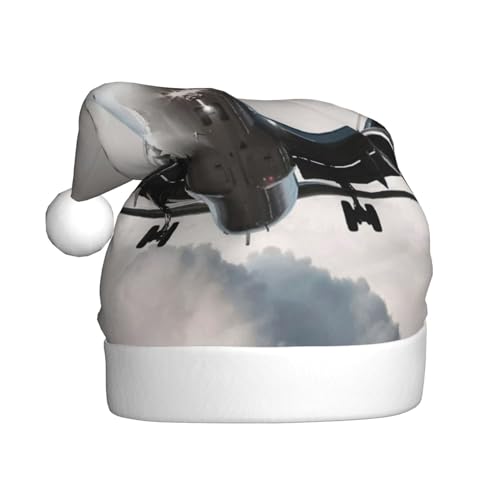 JCAKES Weihnachtsmütze Weihnachtsmütze für Erwachsene, Plüsch, personalisierbar, für Weihnachten, Neujahr, Feiertagsparty – Flugzeugkunst von JCAKES
