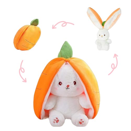 JCOTCL Osterhase Plüschtier, Kuscheltier Hase in Erdbeere, 25CM Karotte Erdbeer Kuscheltier, Osterhase Gefülltes Plüschtier Hase, Geburtstag Geschenke für Kinder (Erdbeer) (Carrots) von JCOTCL