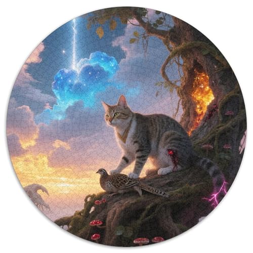 Ägyptischer Mau 1000Jigsaws Presents Haustier Katze Round Puzzle Educational Stress Relieving Toy Adult Sophisticated for Teenagers and Adults1000pcs (67.5x67.5cm) von JCOUSDAEO