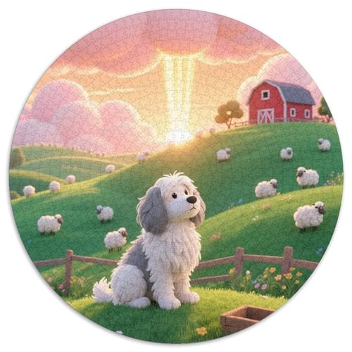 Altes Englische Schafhund 1000Jigsaws Creative Gifts Süße Haustiere Round Jigsaw Puzzle Educational Stress Relieving Toy Adult Sophisticated Puzzle for Adults & Children1000pcs (67.5x67.5cm) von JCOUSDAEO