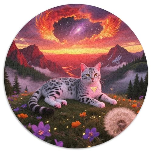 Amerikanischer Bobtail 1000Jigsaws Presents Haustier Katze Round Puzzle Educational Stress Relieving Toy Adult Sophisticated for Adults & Children1000pcs (67.5x67.5cm) von JCOUSDAEO