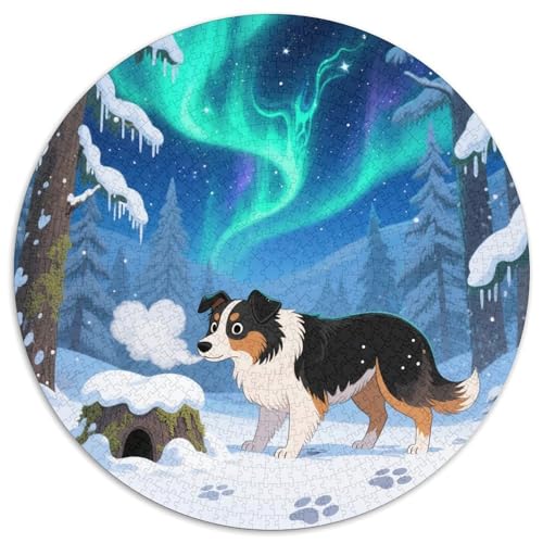 Australischer Schäfer ​ 1000 Jigsaw Puzzles Creative Gifts Süße Haustiere Round Puzzle Educational Stress Relieving Toy Adult Sophisticated Puzzle for Adults & Children1000pcs (67.5x67.5cm) von JCOUSDAEO
