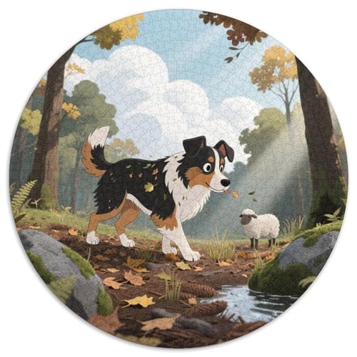 Australischer Schäfer ​ 1000 Puzzle Presents Süße Haustiere Round Puzzles Educational Stress Relieving Toy Adult Sophisticated Puzzle for Teenagers and Adults1000pcs (67.5x67.5cm) von JCOUSDAEO