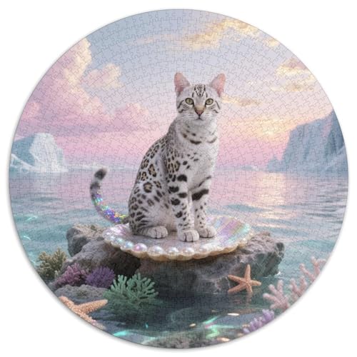 Bengalischer Leopardenkatzen 1000Jigsaws Presents Niedliche Katze Round Puzzle Educational Stress Relieving Toy Adult Sophisticated for Teenagers and Adults1000pcs (67.5x67.5cm) von JCOUSDAEO