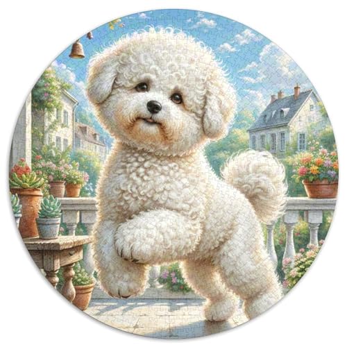 Bichon Frise ​ 1000Jigsaws Presents Süße Haustiere Round Puzzle Educational Stress Relieving Toy Adult Sophisticated Puzzle for Teenagers and Adults1000pcs (67.5x67.5cm) von JCOUSDAEO