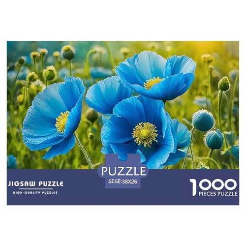 Blaue Blumen 1000-teilige Puzzles Klassische Puzzles Schwer Für Erwachsene Und Kinder Gorgeous Flowers Puzzles Für Erwachsene Lernspiel Herausforderungsspielzeug Erwachsenenpuzzle 38x26cm/ von JCOUSDAEO