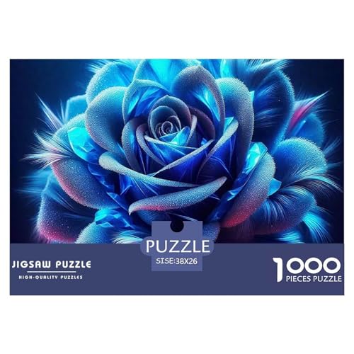 Blaue Blumen Puzzle 1000 Teile Farbenfrohes Puzzle Für Erwachsene Und Kinder Gorgeous Flowers Geschicklichkeitsspiel Für Die Ganze Familie, 1000-teilige Puzzles38x26cm/1000pcs von JCOUSDAEO