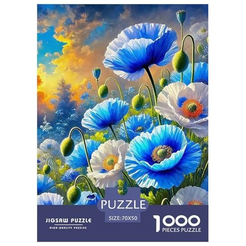 Blaue Blumen Puzzle 1000 Teile Klassische Puzzles Schwer Für Erwachsene Und Kinder Gorgeous Flowers Puzzles Für Erwachsene Lernspiel Herausforderungsspielzeug 1000-teilige Puzzles70x50cm/1000pcs von JCOUSDAEO