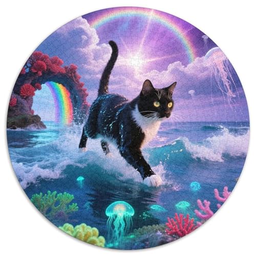 Boston Katze 1000 Puzzle Presents Haustier Katze Round Jigsaw Educational Stress Relieving Toy Adult Sophisticated for Adults & Children1000pcs (67.5x67.5cm) von JCOUSDAEO