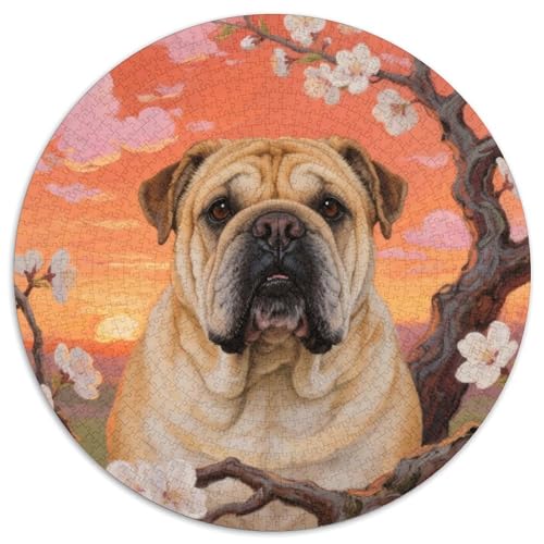 Bulldogs ​ 1000Jigsaws Presents niedlich Hund Round Puzzle Educational Stress Relieving Toy Adult Sophisticated for Teenagers and Adults1000pcs (67.5x67.5cm) von JCOUSDAEO