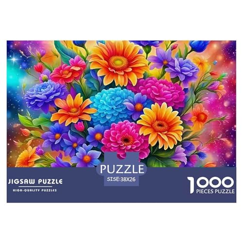 Bunte Blumen 1000 Teile Puzzle EIN Herausforderndes Rätsel, Enchanting Flowers Geschicklichkeitsspiel Für Die Ganze Familie, 1000-teilige Puzzles Kinder38x26cm/1000pcs von JCOUSDAEO