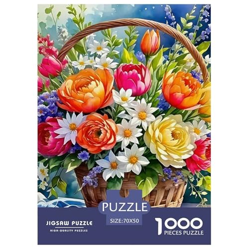 Bunte Blumen 1000 Teile Puzzle Farbenfrohes Puzzle Für Erwachsene Und Kinder Bezaubernde Blumen Puzzles Für Erwachsene Lernspiel Herausforderungsspielzeug Erwachsenenpuzzle70x50cm/1000pcs von JCOUSDAEO