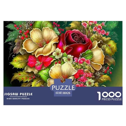 Bunte Blumen 1000 Teile Puzzle Farbenfrohes Puzzle Für Erwachsene Und Kinder Enchanting Flowers Puzzles Für Erwachsene Lernspiel Herausforderungsspielzeug 1000-teilige Puzzles38x26cm/1000pcs von JCOUSDAEO