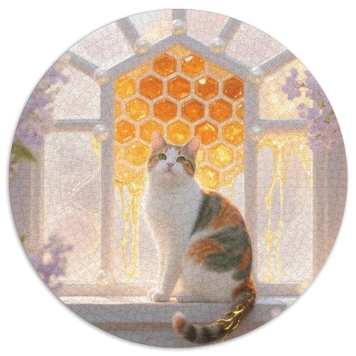 Calico Katze 1000 Puzzle Presents Niedliche Katze Round Jigsaw Educational Stress Relieving Toy Adult Sophisticated for Teenagers and Adults1000pcs (67.5x67.5cm) von JCOUSDAEO