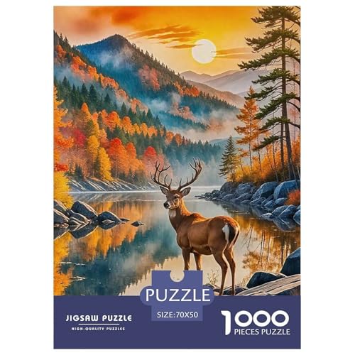 Charmantes Hirsch 1000 Teile Puzzle EIN Herausforderndes Rätsel, Awesome Animals Puzzles Für Erwachsene Lernspiel Herausforderungsspielzeug Erwachsenenpuzzle 70x50cm/1000pcs von JCOUSDAEO